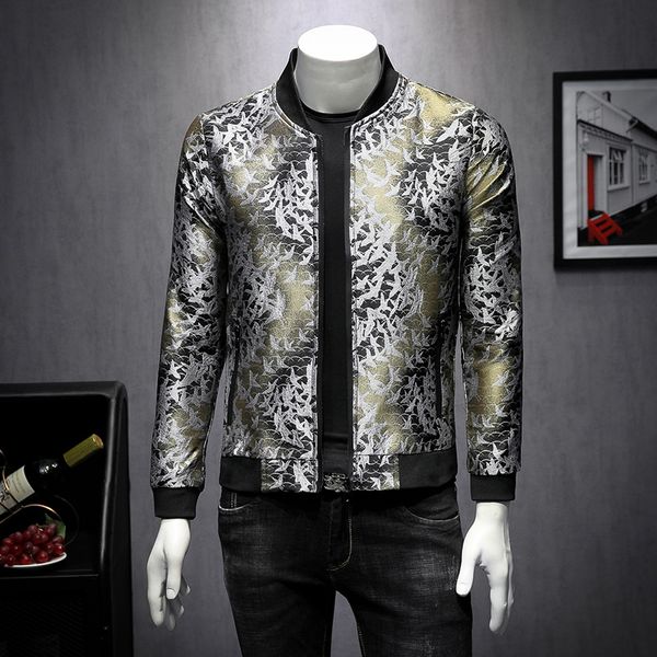

повседневный slim fit с длинным рукавом социального пальто мужчины ветер breaker outwear осень куртки мужчины моды new luxury печати bomber, Black;brown