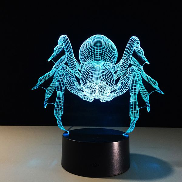 

spider 3d visual illusion lamp transparent acrylic night light led fairy lampa color changing touch table bulbing lambas 3d lamp