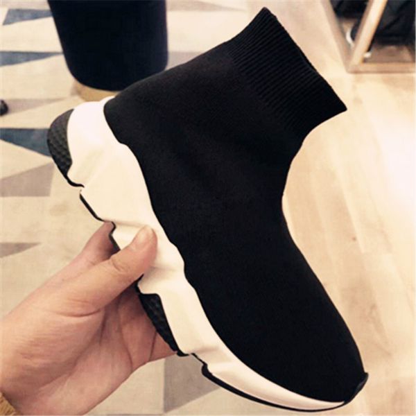 

new men womens speed trainer slip-on sneakers air wool knit sock shoes women socks boots, Black