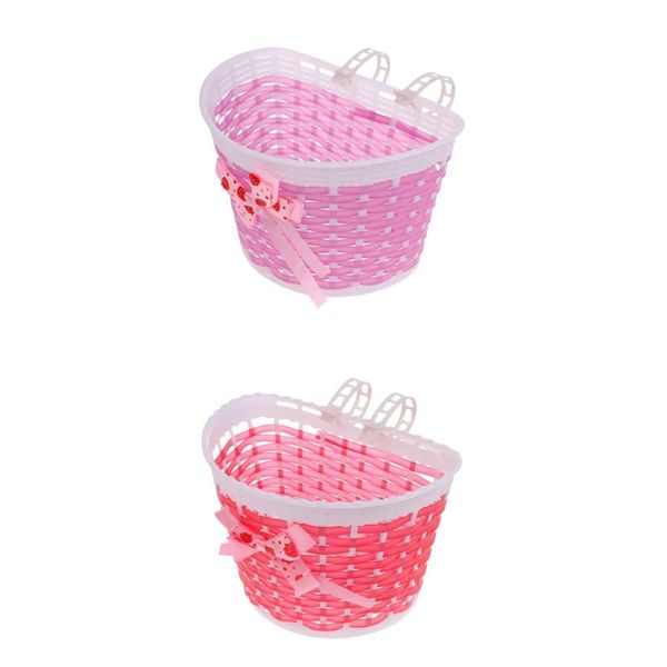 

2x childs kids girls bowknot basket decoration with flowers inch