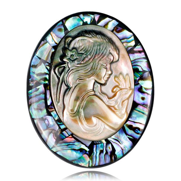 

cartoon natural abalone shell beauty girl cute simple brooch pin for gir women fashion corsage jewelry accessories wholesale, Gray