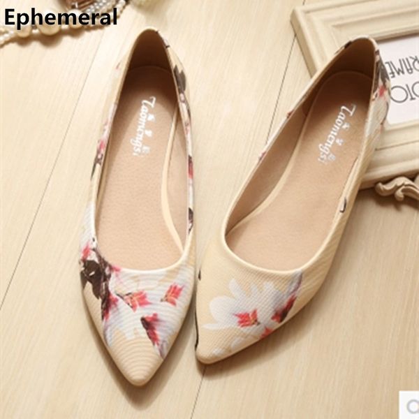 

feminino flats shoes women printed leather microfiber anti-slip spike slip-ons plus size 43 34 11 black beige white breathable