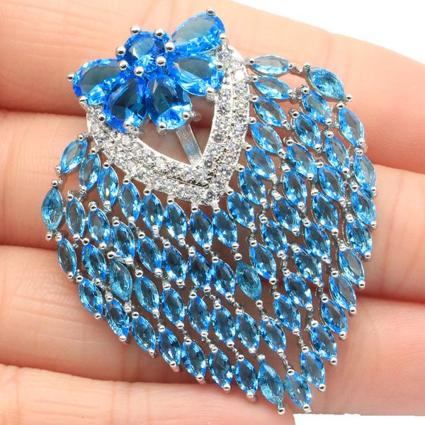 

49x38mm shecrown big size created paris blue z wedding woman's party silver pendant