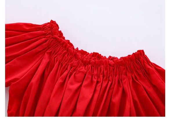 

8 children's clothing girl dress summer 2020 new children's princess little girl off-shoulder dress for girls 10 to 12 years, Red;yellow