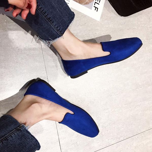

eagsity suede loafers for women flat shoes square toe slip on shallow comfortable casual ladies mule shoes party driving, Black