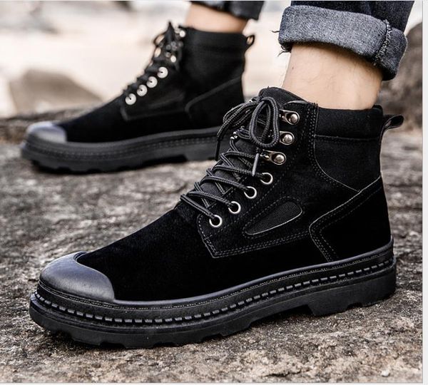

autumn and winter high-casual men's boots plus velvet warm tooling boots, Black