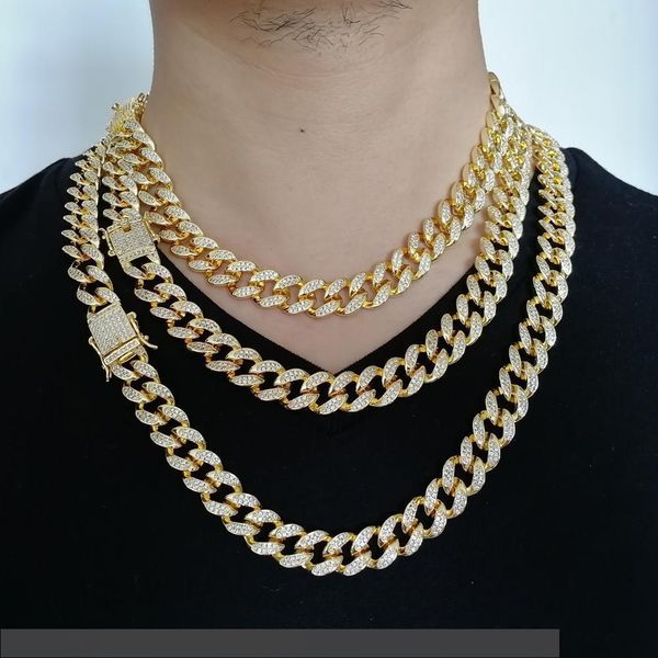 

12мм ширина 18inch 20inch 24inch iced из bling bling медь кубинские цепи hip hop микро проложить ожерелье ювелирные изделия для мужчин cn001, Silver