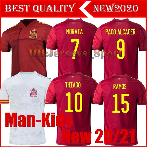 

2020 spain home away soccer jersey asensio morata isco iniesta paco alcacer thiago football man and kids kit shirts, Black;yellow