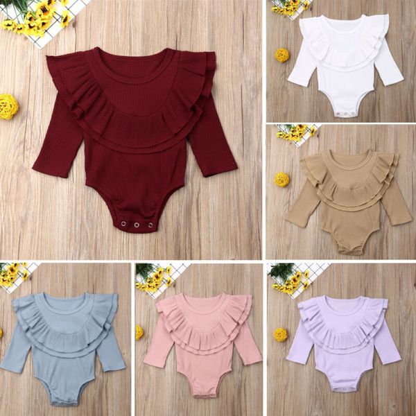 

USBaby Newborn Girl Long Sleeve Ruffle Bodysuit Romper Jumpsuit Playsuit Clothes