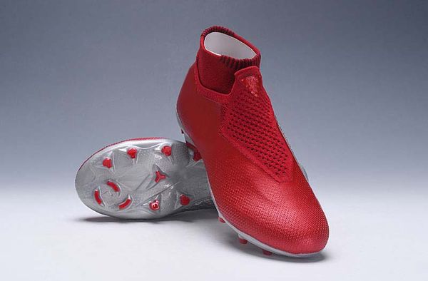 

2019 men knitted fg/ag football shoes outdoor vision college mg shadow series red football boots