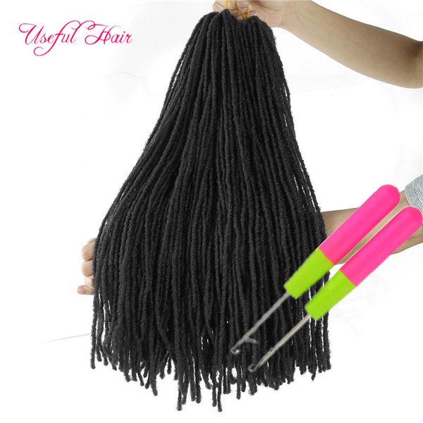 Dreadlocks Dreadlocks Diy Crochet Extensões Cabelo Sintético Tecer Ombre Loira 18inch Trançado Cabelo Irmã Micro Bloqueios Retos 27Strands Ganchos