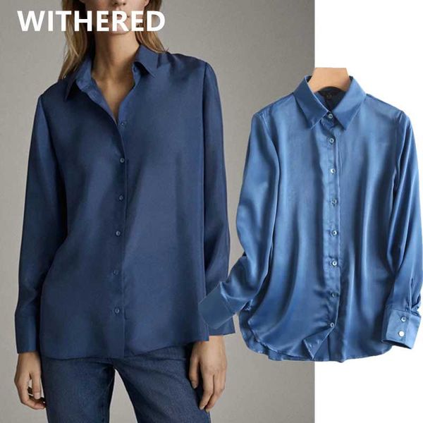 

withered england style office lady simple satin pockets silk blouse women blusas mujer de moda 2020 kimono shirt womens, White