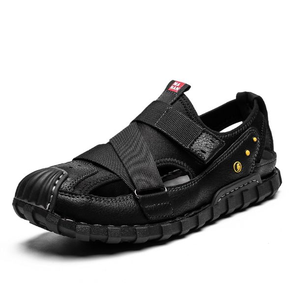 

men's sandals new breathable men sandals casual beach men casual shoes summer men's shoes rome size 39-48, Black
