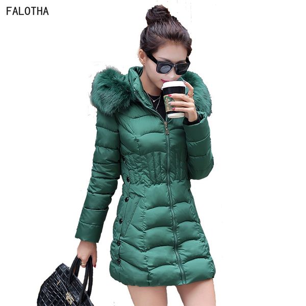

cotton women's fashion cotton suit slim coat thick women's large fur collar female models womens winter coat long, Black