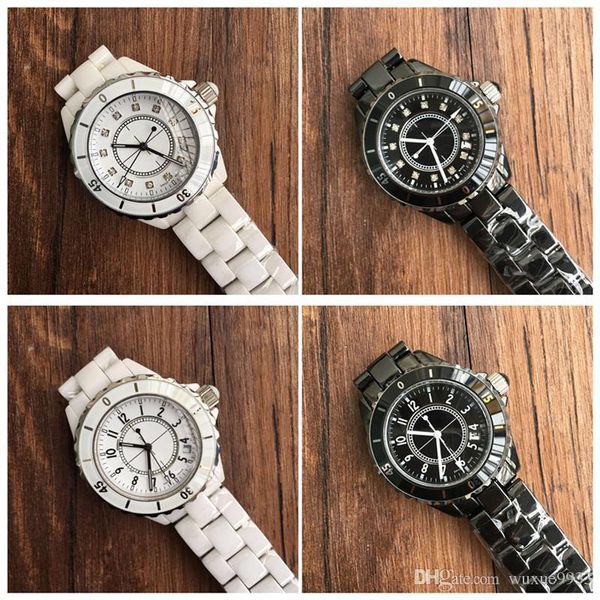 

Luxury lady white black ceramic watche quartz wri twatche for women fa hion exqui ite women
