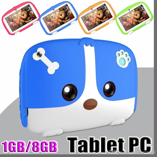 

2019 kids brand tablet pc 7" 7 inch quad core children cute cartoon dog tablet android 6.0 allwinner a33 google player 1gb ram 8gb rom