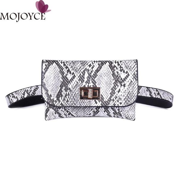 

female girls fashion snake print small shoulder crossbody bags women casual waist fanny packs pu leather wide chest bags