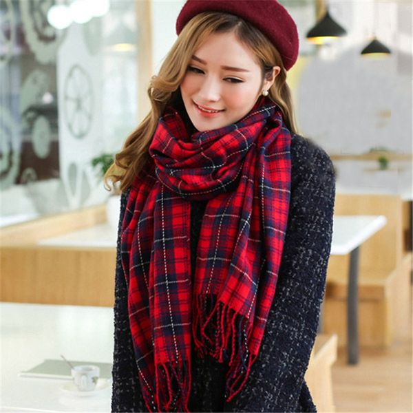 

fashion warm plaid cashmere scarves for women winter scarf shawl lady elegant foulard femme bufanda mujer, Blue;gray