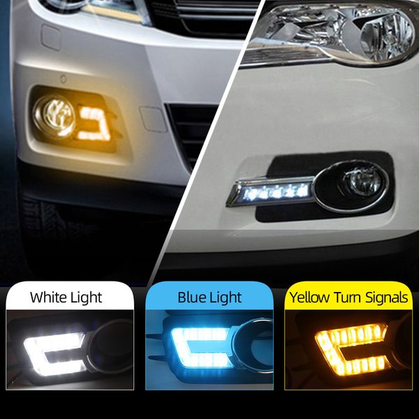 

2pcs for volkswagen vw tiguan 2010 2011 2012 led drl daytime running light daylight driving yellow signal lamps