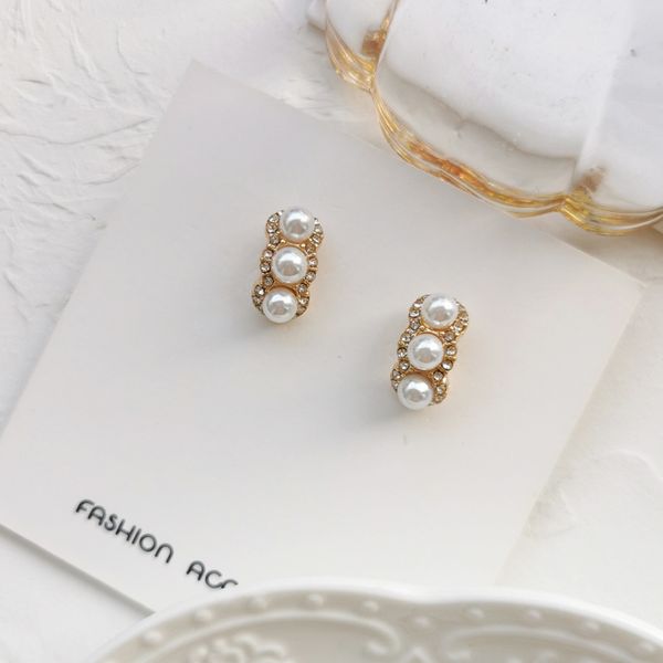 

cute cz simulated-pearls clip earrings elegant luxury new earrings jewelry, Silver