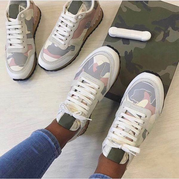 

2019 fa hion de igner hoe rockrunner camouflage noir fabric nappa neaker genuine leather men women flat luxury trainer ize 35 45