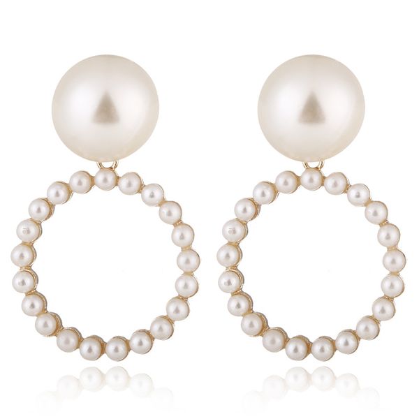 

vintage peal gold drop earrings for women 2019 brincos geometric drop earring big diy wedding irregular freshwater pearl jewelry, Silver