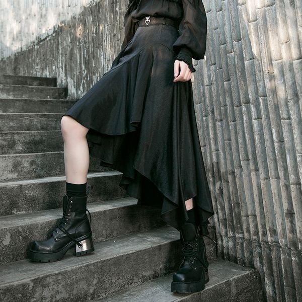 

женские асимметричная hem leopard длинные юбки, Black