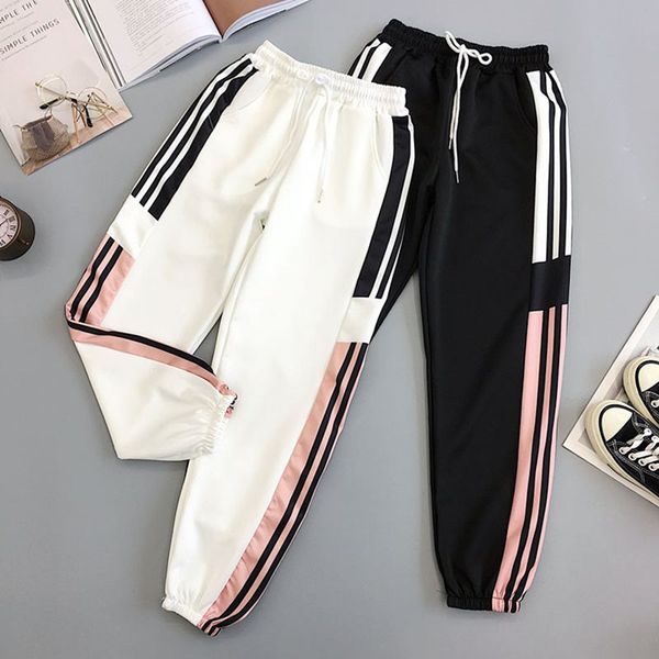 

2019 new black bf style new summer streetwear cool girl fashion harajuku hip hop pants casual pants, Black;white
