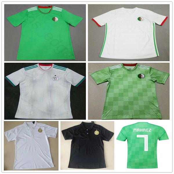 

футбольные майки 2019 года для алжира 10 feghouli 7 mahrez atal afcon brahimi belhaj custom home away 2018 кубок африки по футболу алжир, Black;yellow