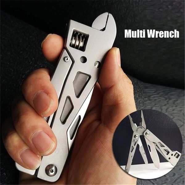

camping multitool wrench combinational pliers pocket edc survival tool adjustable folding spanner wire cutter for outdoor hiking
