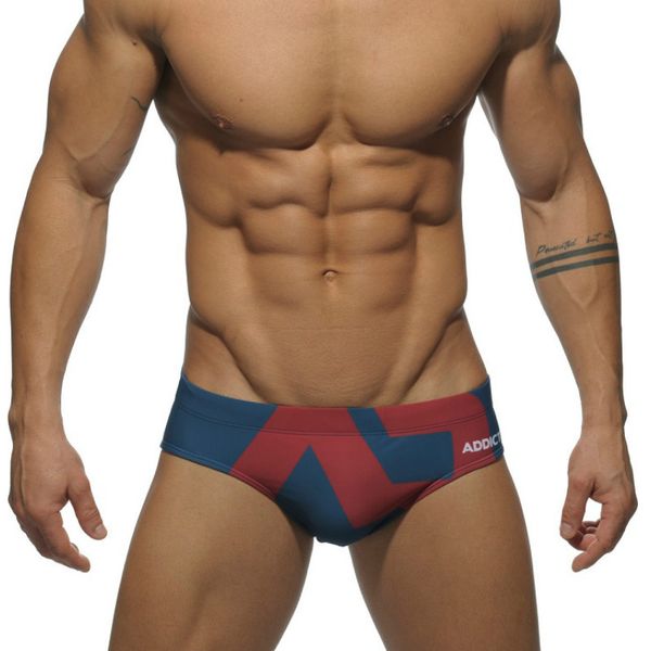 

men fashion swimwear summer brand printed swim shorts contrast color swimming briefs mens casual swim boxer brand clothes 2020