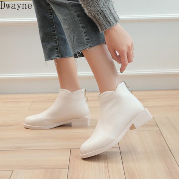 

booties female 2020 new wild simple temperament after zipper boots tide, Black