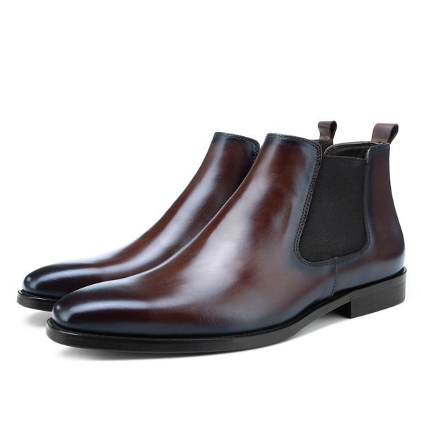 

warm wool insole black / tan boots mens ankle boots genuine leather winter dress social shoes male office shoes