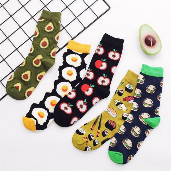 

1 pair of avocado tide socks cotton tube men and women socks pouch egg europe and the united states popular, Black