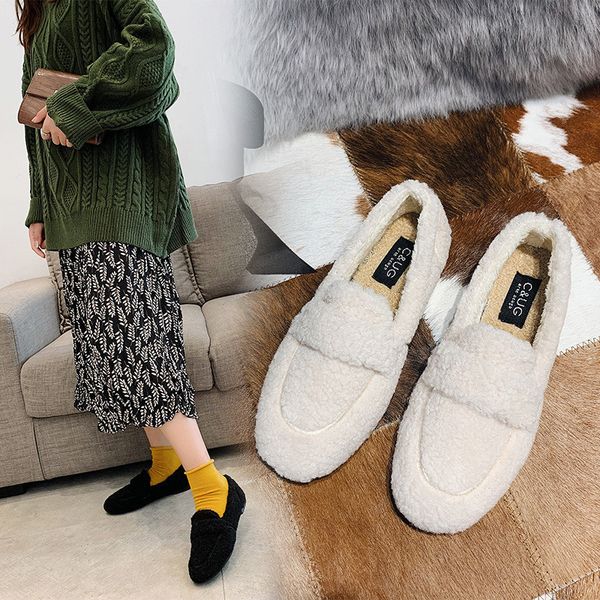

online celebrity warm shoes women's winter 2019 lamb korean-style child sport shoes plus velvet maomao new style wool cove, Black