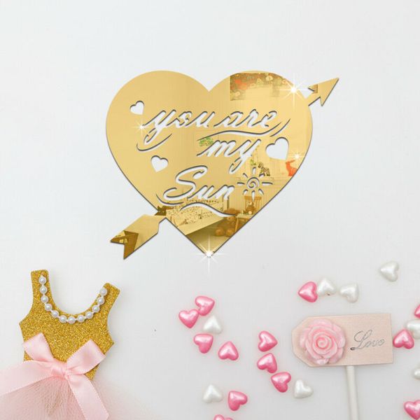 

2020 new modern style home decor 3d removable love heart mirror wall sticker decal art mural home decor romantic