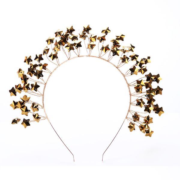 

fashion headbands star pattern hairbands gold color bridal hair jewelry party ceremony hair accessories wedding bride headdress, Golden;white