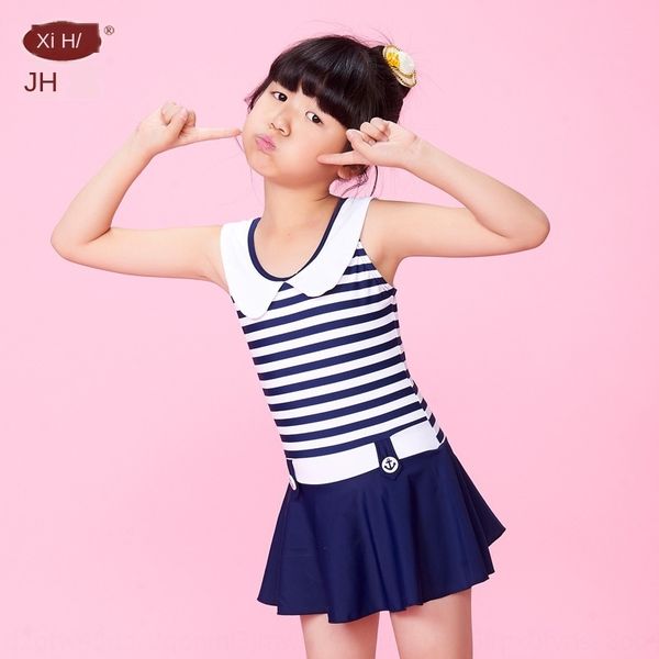 

jinhong girls' cute dress navy wind striped one-piece skirt swimsuit children's swimsuit, White;black