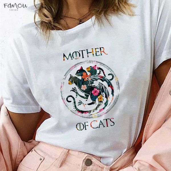 

5 Mother Of Cats Dogs T Shirt For Gothic Women Print Flowers Dracarys Dragon T-Shirt Harajuku Graphic Tees Vogue Aesthetic