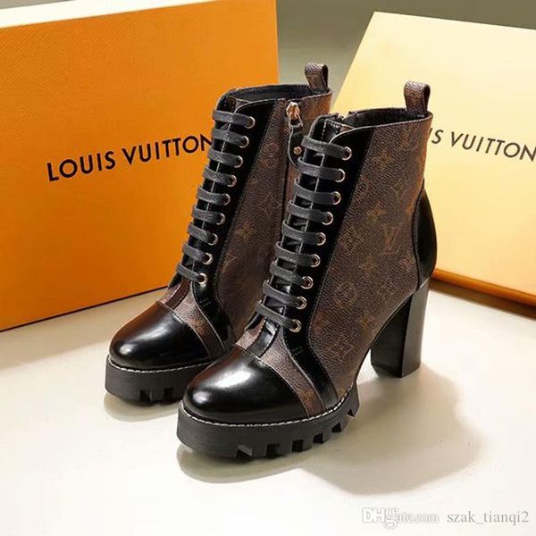 

2020 new fashion luxury ladies high-heeled high-heeled boots casual fashion wild ladies short boots high-heeled martin boots original box, Black
