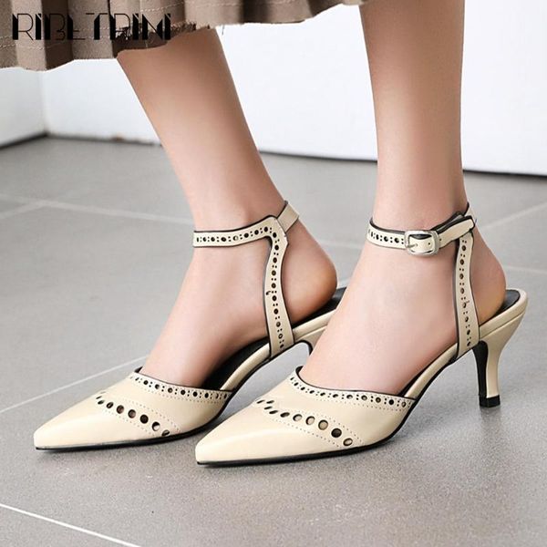 

ribetrini new lady pointed toe ankle strap thin heel pointed toe footwear summer sandals women casual sandals, Black