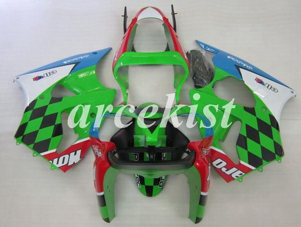 

мотоцикл новый abs инъекция полный обтекатели комплекты fit для kawasaki ninja zx-6r 2000 2001 2002 636 zx6r кузовостроение набор зеленый кр