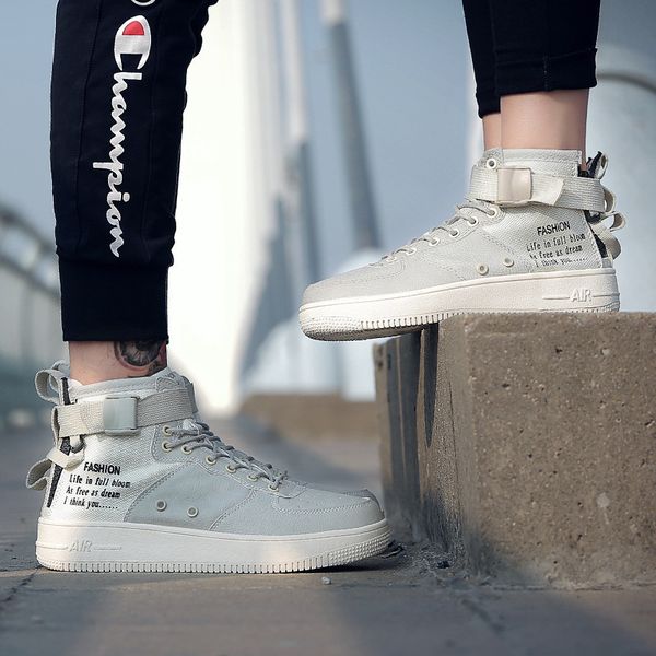 

autumn new style couples one men's shoes high shoes versatile sports casual 1 large size, Black