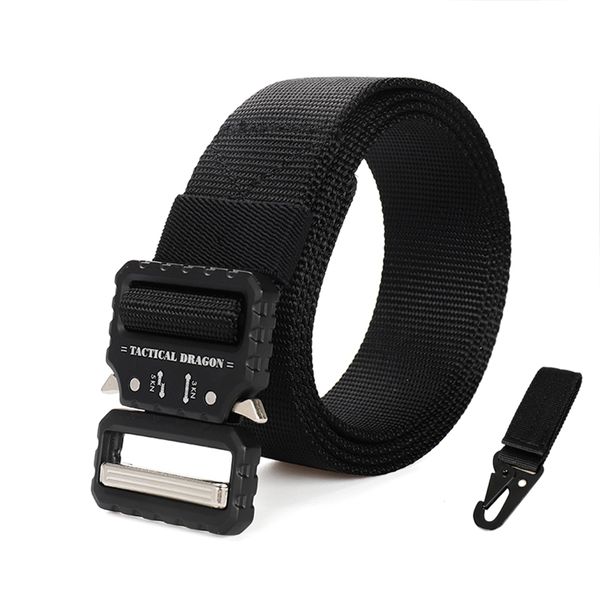 

3.8cm men's outdoor mountaineering tactical nylon belt automatic buckle belt training multifunction fashion casual canvas belt, Black;brown