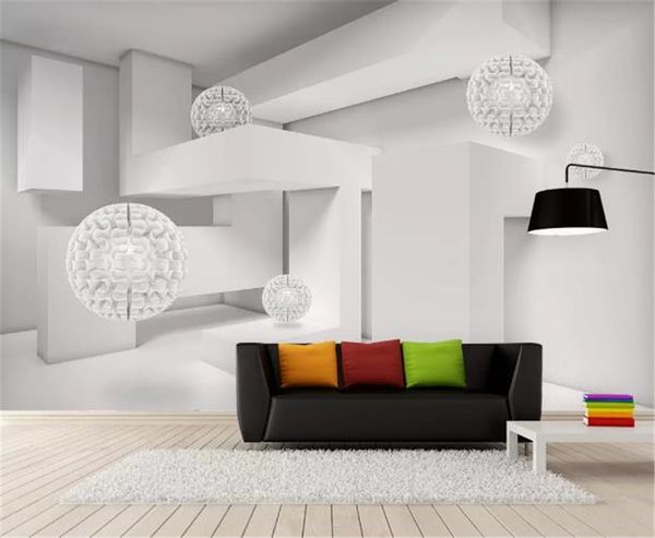 

custom wallpaper 3d geometric ball modern building space indoor tv background wall decoration mural wallpaper