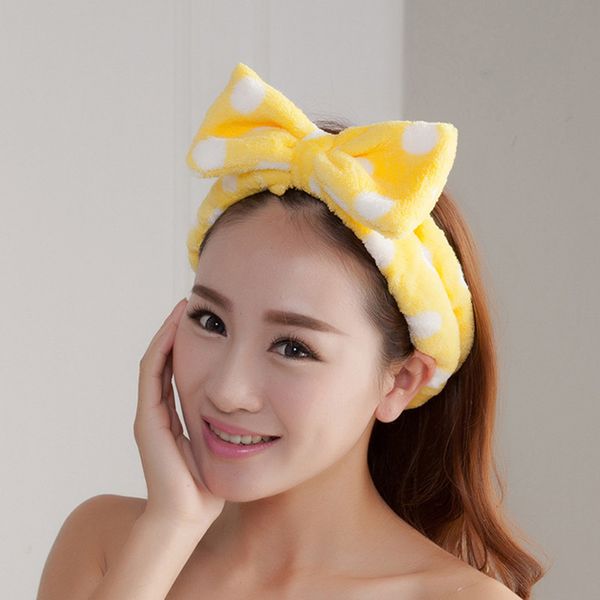 

striped polka dot coral wool face wash headband bowknot ladies headband elastic hair accessories