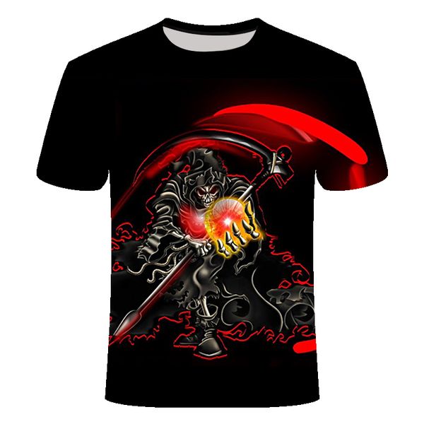 

2019 new skulls casual men's 3d printing t-shirt summer short-sleeved o-neck t-shirt fashion style men's shirt brand 6xl, White;black