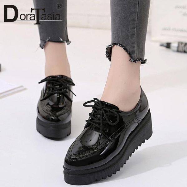 

doratasia new ladies lace up flats 2020 casual party flats women fashion flat platform spring autumn shoes woman, Black