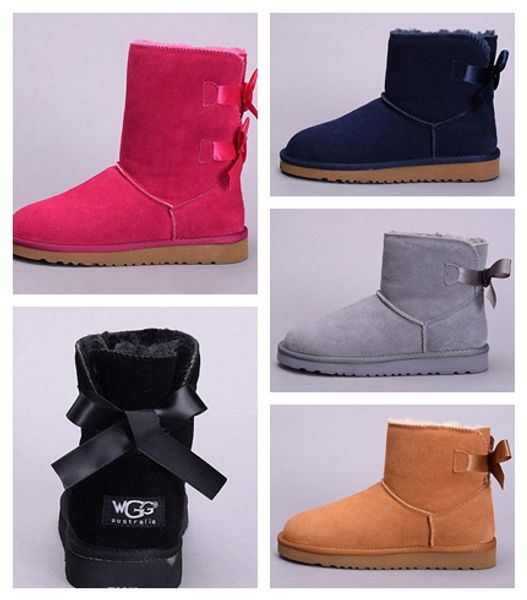 

2020 designer boots australia women girl classic snow boots bowtie ankle short bow fur boot for winter black chestnut fashion size 35-44 #53