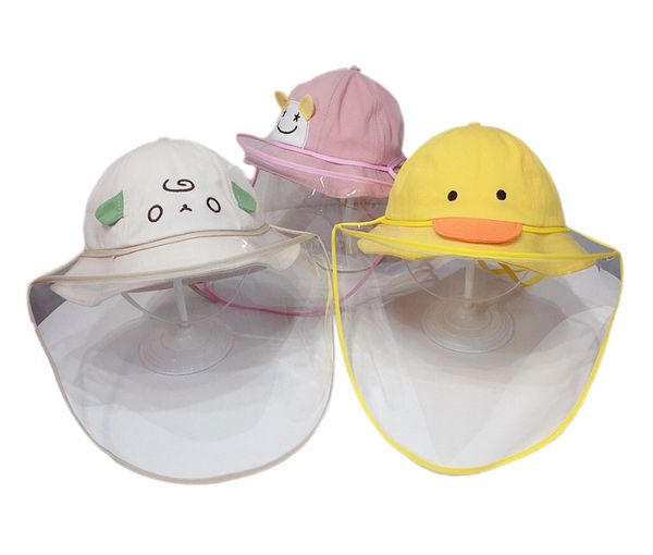

cute baby girls boys solid removable protective anti-spitting anti dust hat cover outdoor fisherman caps for kids, Yellow